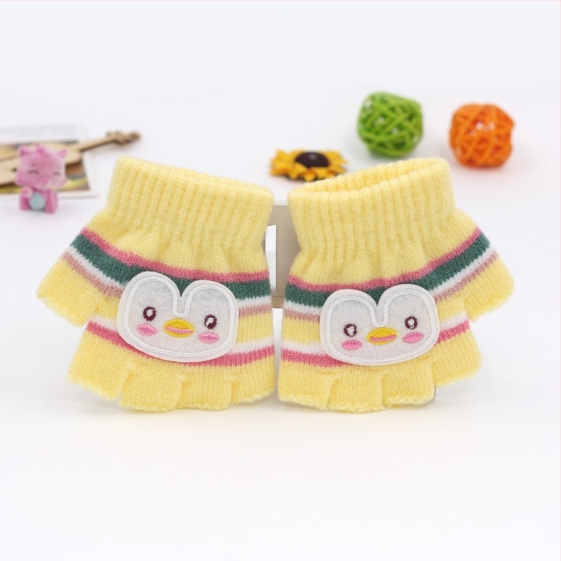 Pletene rukavice s pola prsta za bebe od 0 do 3 godine, prugaste tople rukavice za zimu, proljeće i jesen