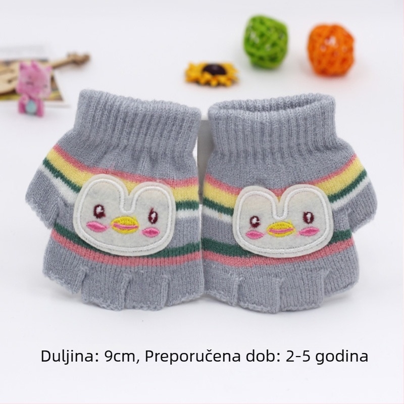 Pletene rukavice s pola prsta za bebe od 0 do 3 godine, prugaste tople rukavice za zimu, proljeće i jesen