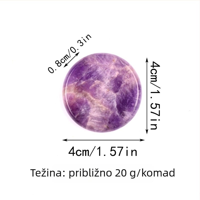 Gravirani kružni kristalni disk od ametista – DIY dekoracija, minimalistički stil