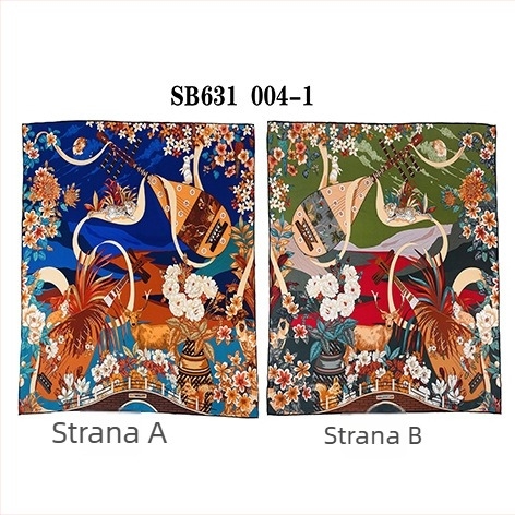 Dvostrano otisnuti svilenkasti kvadratni šal — 100% svila, twill tkanina, podrijetlo Hangzhou, originalni dizajn