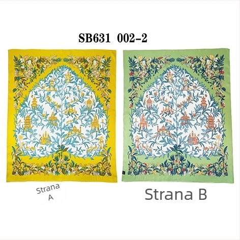 Dvostrano otisnuti svilenkasti kvadratni šal — 100% svila, twill tkanina, podrijetlo Hangzhou, originalni dizajn