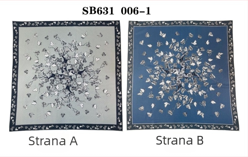 Dvostrano otisnuti svilenkasti kvadratni šal — 100% svila, twill tkanina, podrijetlo Hangzhou, originalni dizajn