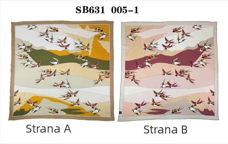 Dvostrano otisnuti svilenkasti kvadratni šal — 100% svila, twill tkanina, podrijetlo Hangzhou, originalni dizajn