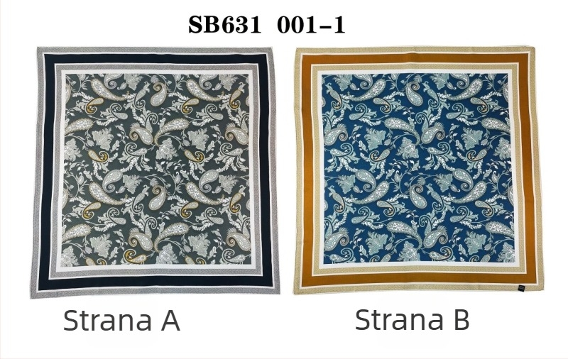 Dvostrano otisnuti svilenkasti kvadratni šal — 100% svila, twill tkanina, podrijetlo Hangzhou, originalni dizajn