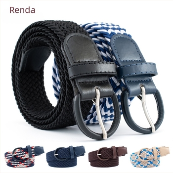 Unisex pleteni kaiš s elastičnošću, kopča od PU imitacije kože, kopča s iglom, širina 2-4 cm