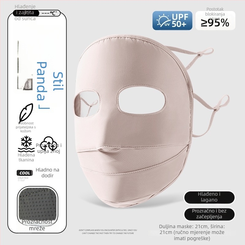 Maska za zaštitu od sunca za žene — Facekini od najlona ice silk, prozračna, UV zaštita, otporna na vjetar, zaštita od sunca za outdoor vožnju biciklom