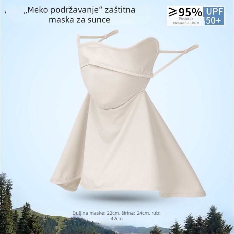 Maska za zaštitu od sunca za žene — Facekini od najlona ice silk, prozračna, UV zaštita, otporna na vjetar, zaštita od sunca za outdoor vožnju biciklom