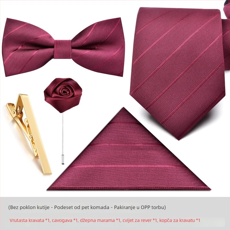 Muška kravata s cvjetnom ukrasom – poliester, prugasti uzorak, geometrijski stil