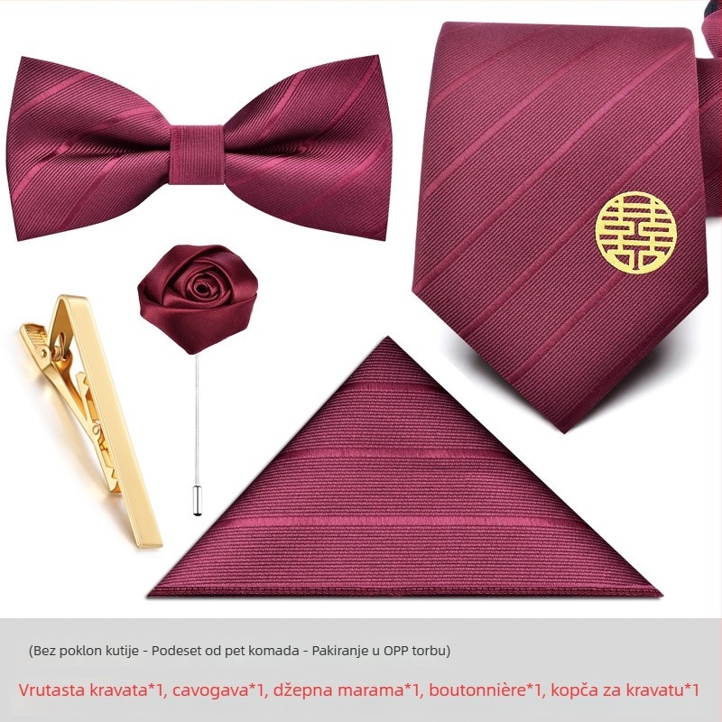 Muška kravata s cvjetnom ukrasom – poliester, prugasti uzorak, geometrijski stil