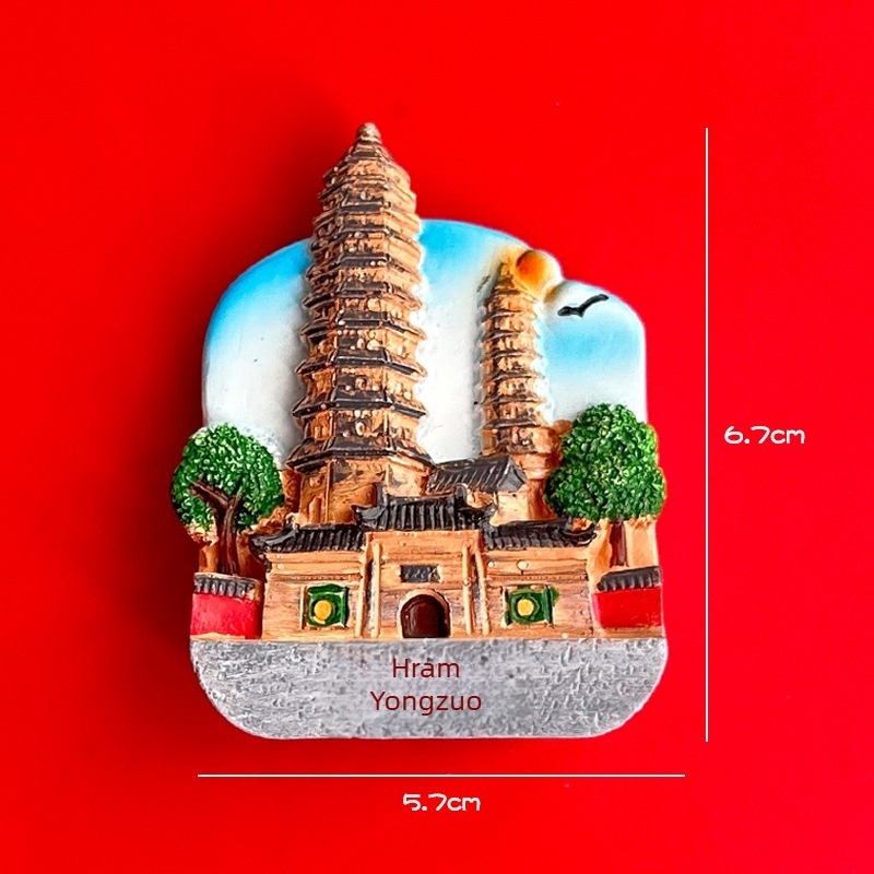 Magnet za hladnjak s motivima Shanxi muzeja (Taiyuan, Datong, Yungang špilje, Hanging Temple, Yingxian drvena kula) – Perle; Materijal: agat; Tehnologija obrade: Drugo; Proljeće 2025