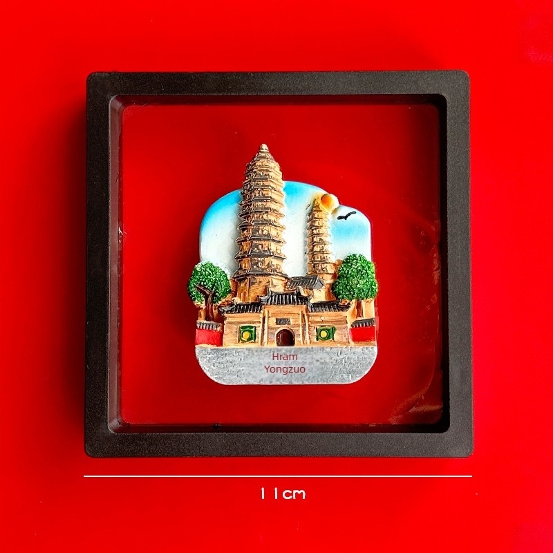 Magnet za hladnjak s motivima Shanxi muzeja (Taiyuan, Datong, Yungang špilje, Hanging Temple, Yingxian drvena kula) – Perle; Materijal: agat; Tehnologija obrade: Drugo; Proljeće 2025