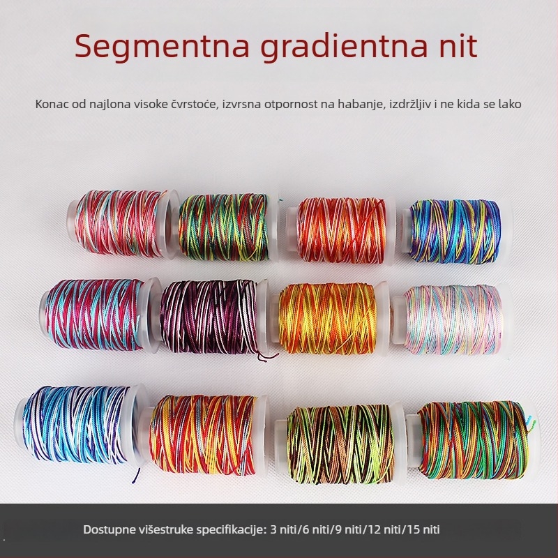 Gradijentno obojano vlakno za DIY pletene, opcije 3/6/9/12/15 niti