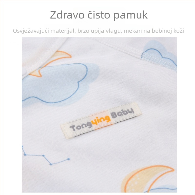 Novorođenički pamučni kombinezon s dugim rukavima, unisex, 100% pamuk, diagonalno zatvaranje s vezicama i motiv leptira