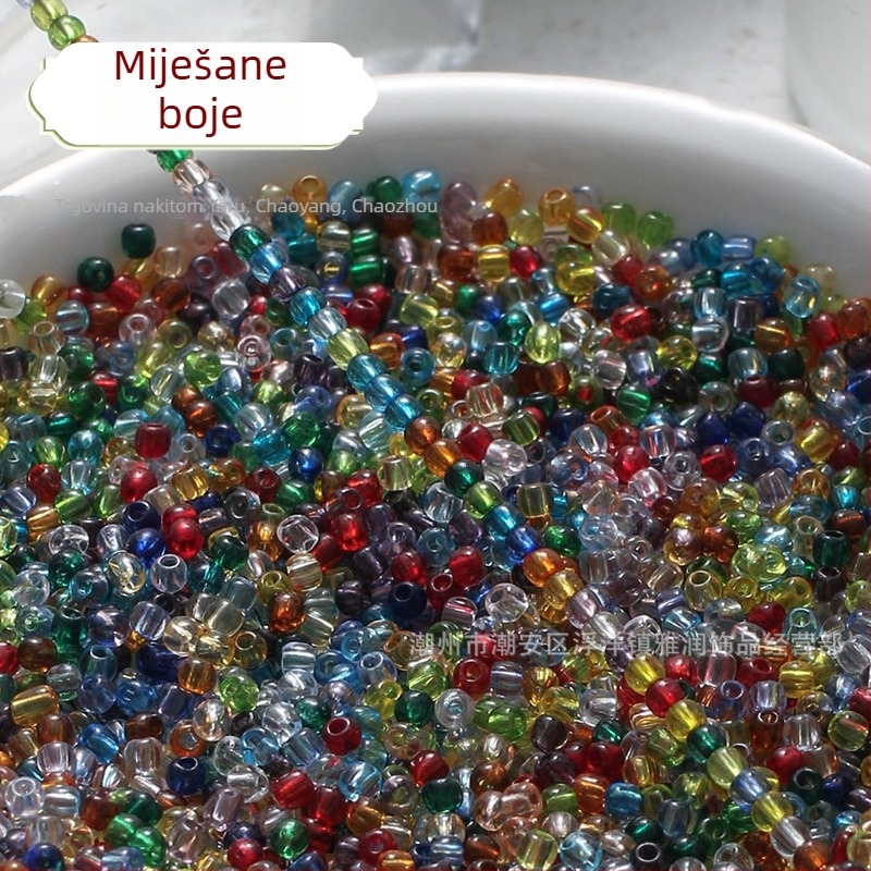 Prozirne boje staklene perle u obliku riže, 2/3 mm, ručno izrađene za DIY ukrase za kosu