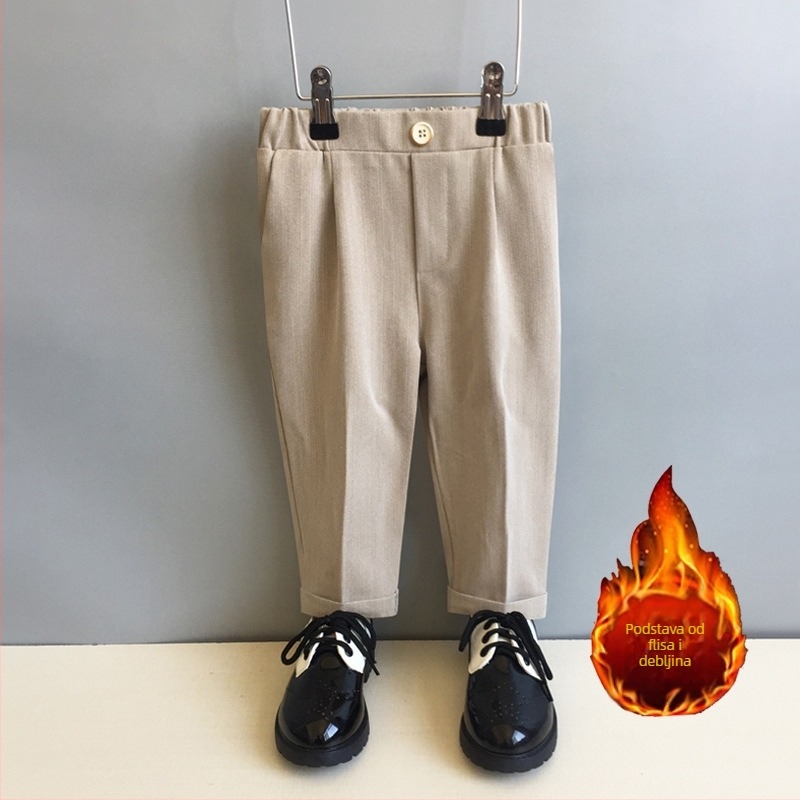 Dječje hlače u korejskom stilu za dječake, poliester (80%), srednje visokim strukom s elastičnim pojasom, za uzrast 3–8 godina
