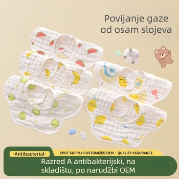 Meijia Bell 8-slojna bebava od čiste pamuk gaze, unisex, vodootporna i otporna na prljavštinu, s motivom crtani, za novorođenčad i djecu