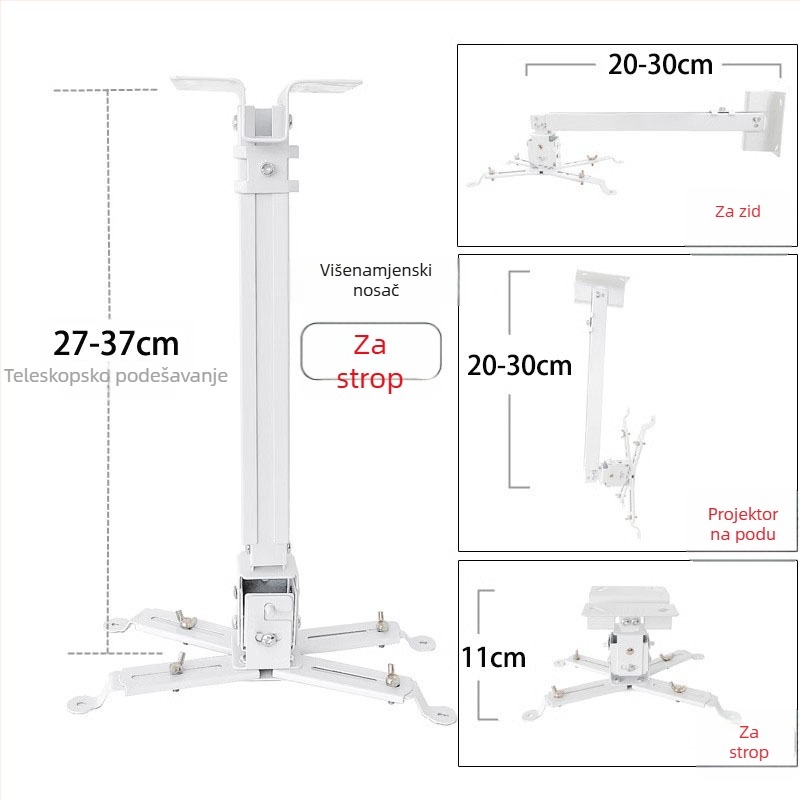 Teleskopski univerzalni nosač projektora za montažu na strop, zid ili pod – kompatibilno s BenQ i Epson