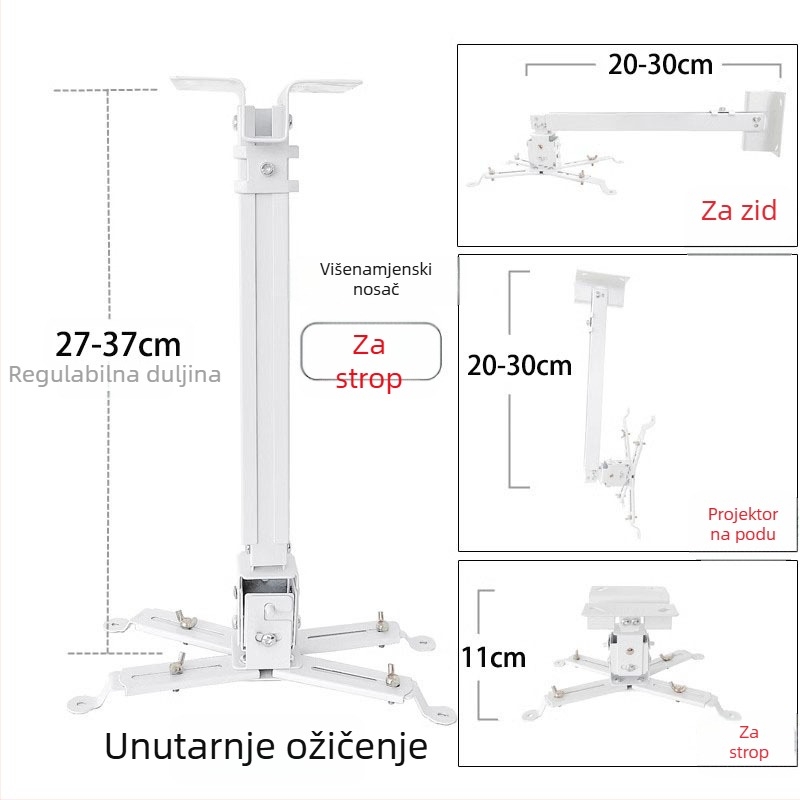 Teleskopski univerzalni nosač projektora za montažu na strop, zid ili pod – kompatibilno s BenQ i Epson