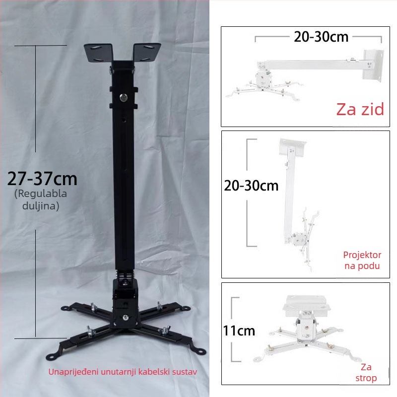 Teleskopski univerzalni nosač projektora za montažu na strop, zid ili pod – kompatibilno s BenQ i Epson