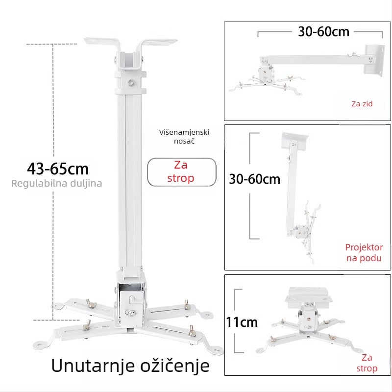 Teleskopski univerzalni nosač projektora za montažu na strop, zid ili pod – kompatibilno s BenQ i Epson