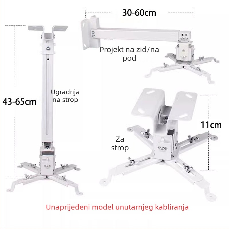 Teleskopski univerzalni nosač projektora za montažu na strop, zid ili pod – kompatibilno s BenQ i Epson