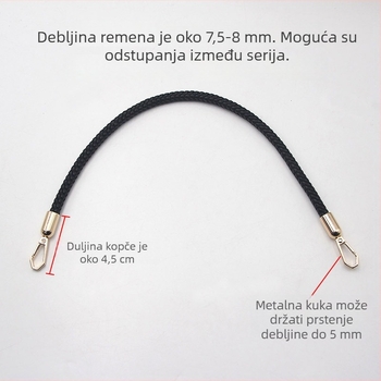 8 mm mikrofiber pleteni remen za torbu – ručni i rameni remen s kopčom