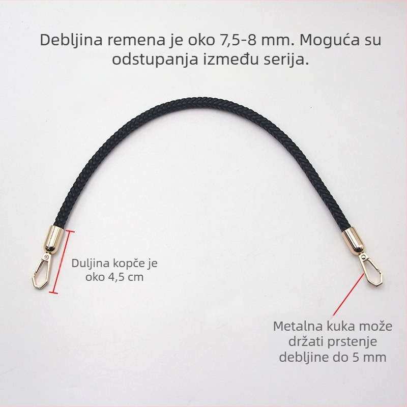 8 mm mikrofiber pleteni remen za torbu – ručni i rameni remen s kopčom