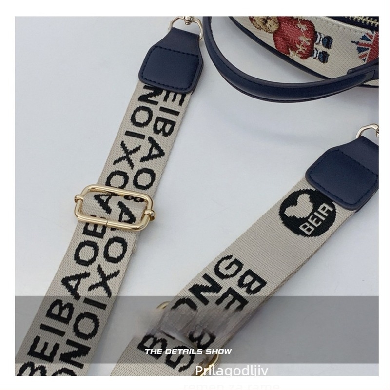 Remen za torbu – prilagodljiv, širok, poliester, gradski stil, uzorak s slovima.
