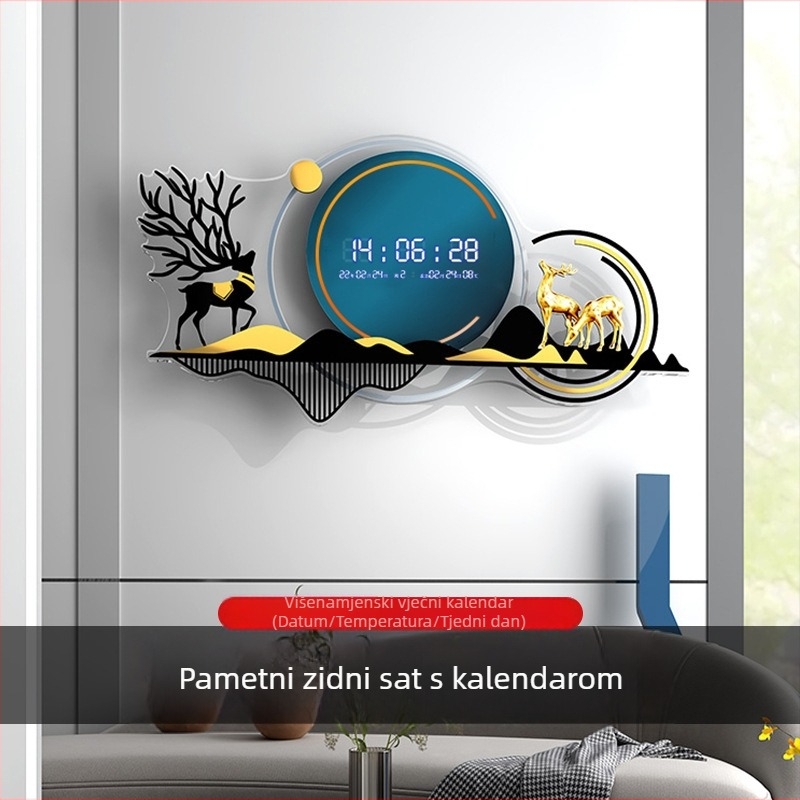 Zidni sat u nordijskom stilu, nepravilnog dizajna, baterijsko napajanje, glatko kretanje sekunde, 24-satni prikaz