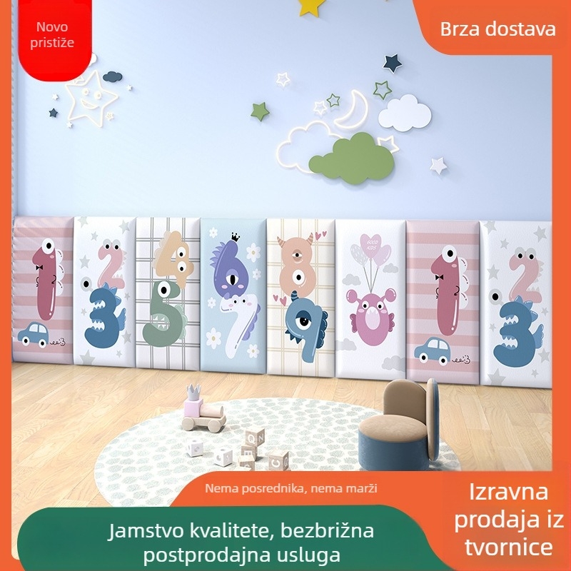 Meko podstavljeni zaštitnik zida protiv sudara za dječju sobu, tatami-stilu uzglavlje kreveta.
