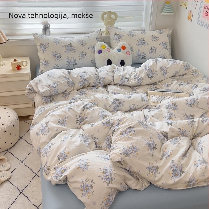 Nova posteljina od pamuka pletene s dvostrukom nitom, četverodijelni set, Klasa A, lagani svježi stil