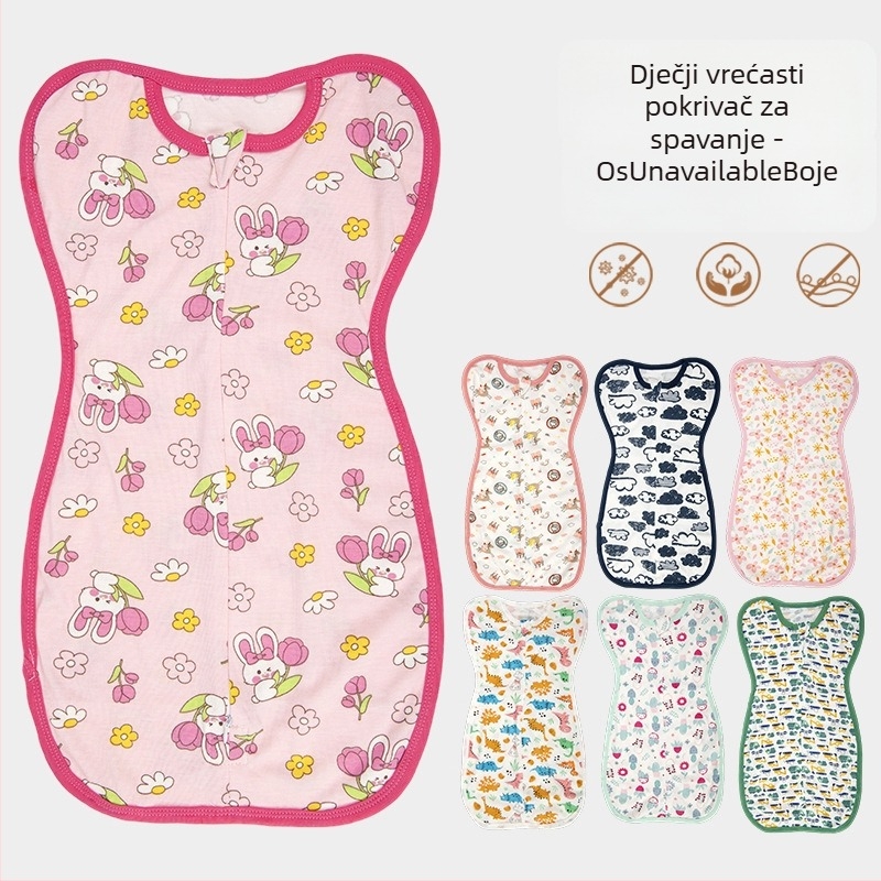 Spavaći vrećica za bebe, cocoon stil, za novorođenčad 0–1 godina, tkanina i podstava od poliestera, punilo od poliestersko-pamučne smjese, pogodno za ljeto, proljeće i jesen