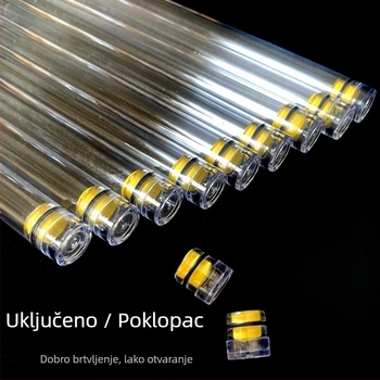 PC okrugla cijev za pakiranje s poklopcem, prozirna, debljina zida 0,5 mm, za skladištenje ribolovnih plovaka