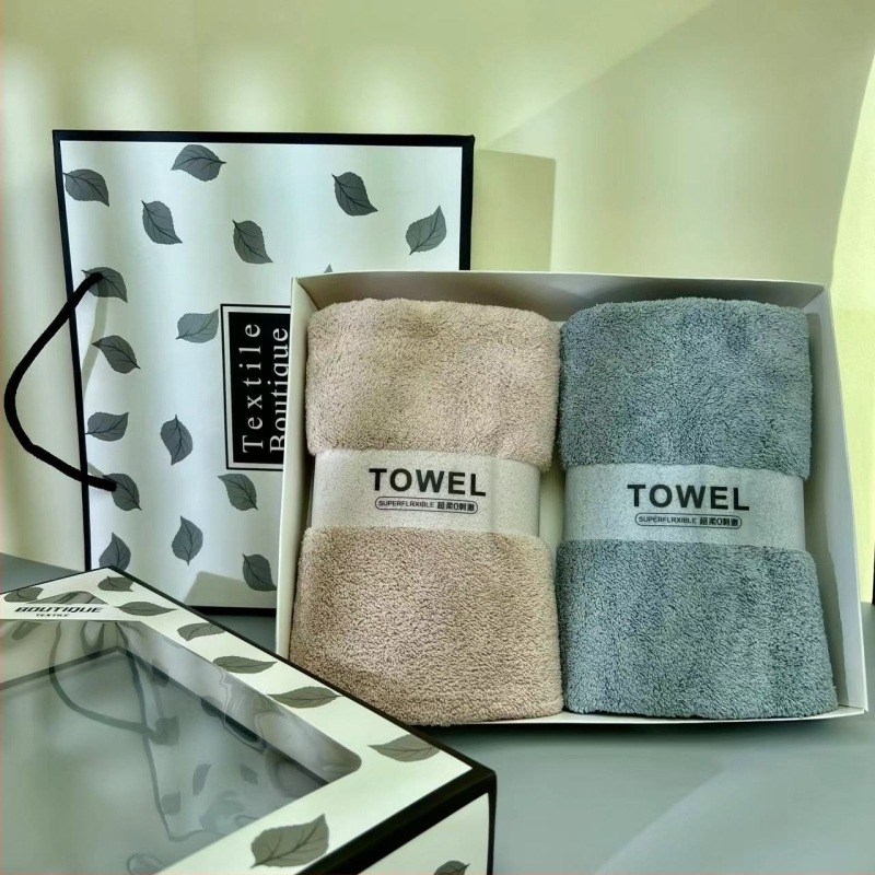 Set ručnika u poklon kutiji, ručnici za lice od koralnog velura, ravno tkanje, 300 g, otisak logotipa