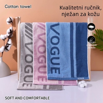 Pamukovni ručnik za lice za odrasle, debeli i upijajući, s mogućnošću logotipa; pređa 32s; težina 100–120 g; završna obrada: šivanje, jacquard