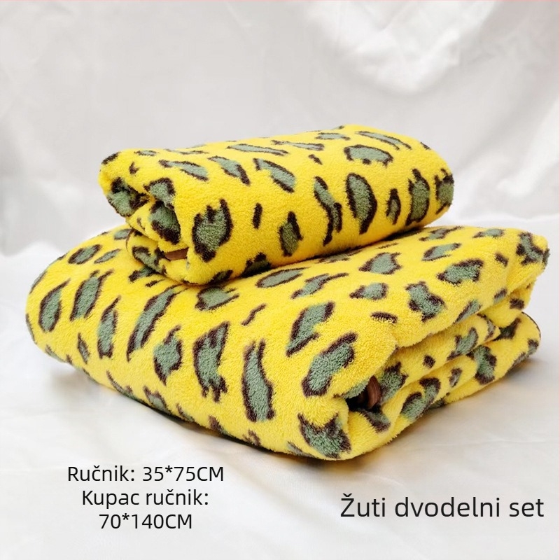 Leopard uzorak koralni fleece kupaonski ručnik s mogućnošću kačenja, 150D, jednostavna tkanina