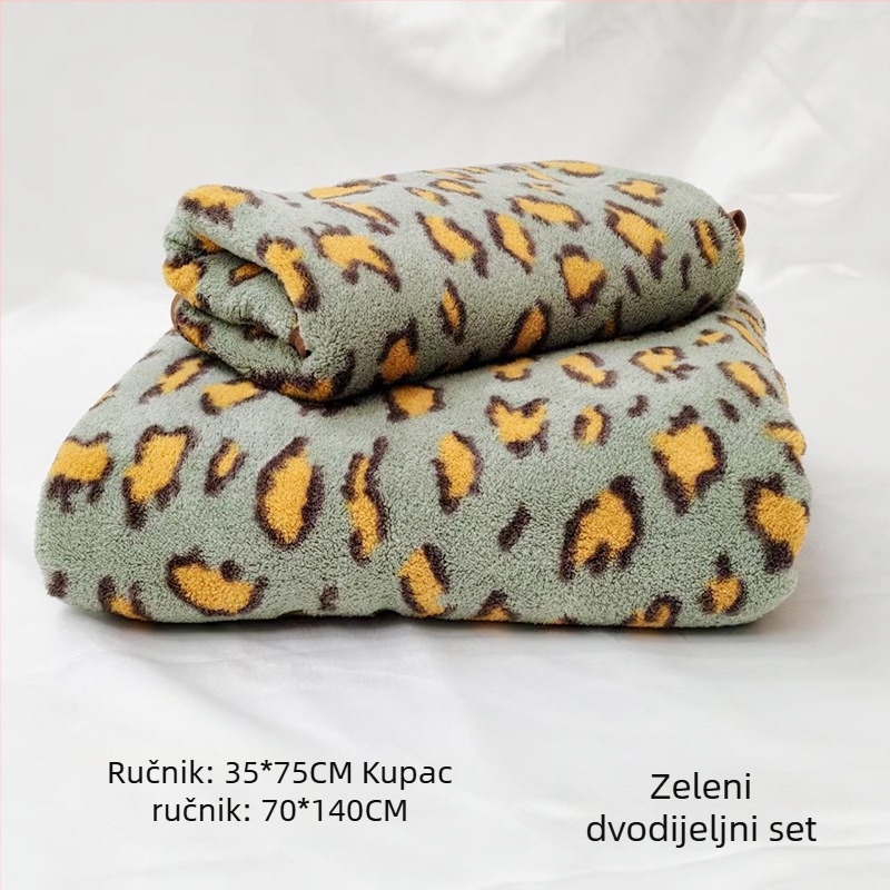 Leopard uzorak koralni fleece kupaonski ručnik s mogućnošću kačenja, 150D, jednostavna tkanina