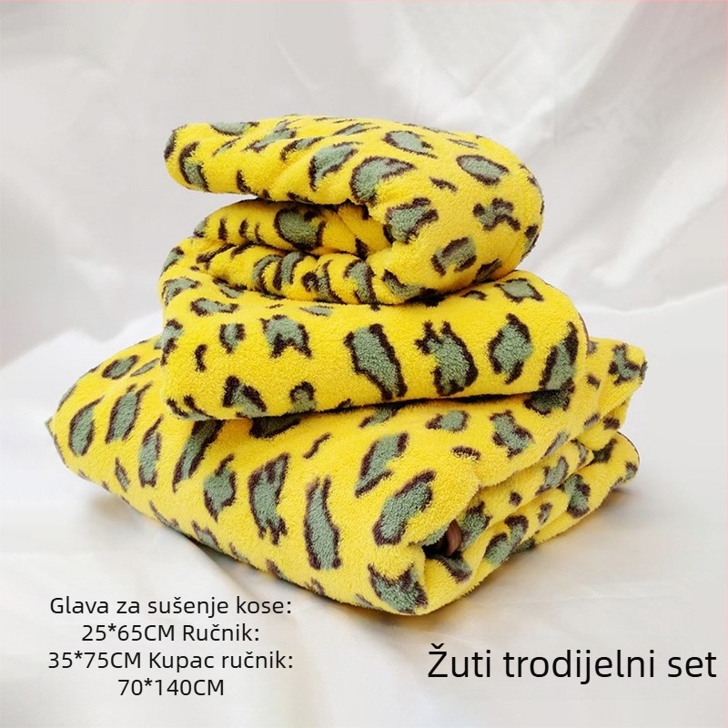 Leopard uzorak koralni fleece kupaonski ručnik s mogućnošću kačenja, 150D, jednostavna tkanina