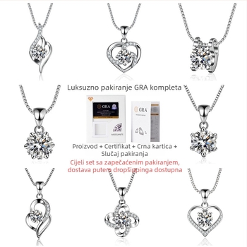 Ogrlica s moissanitom, kutijasta lanac, umetnute mješovite kamene, elektroplatiranje, marka XKC XINKAICHENG