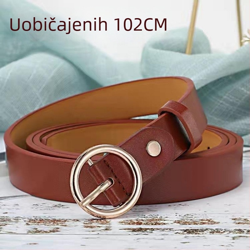 Damski tanki dekorativni pojas za traperice (Materijal: drugi; Kopča: legura; Otvaranje: kopča s iglom; Širina: tanka (<2 cm); Stil: elegantan, lagani luksuz)