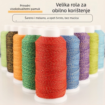 Pamukani konac s zlatnom rubom, veliki kotur za rukotvorine, ručno pleteni užad s resicama, otporno na habanje za ukrase od perlica