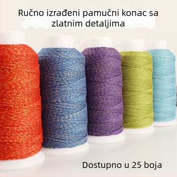 Pamukani konac s zlatnom rubom, veliki kotur za rukotvorine, ručno pleteni užad s resicama, otporno na habanje za ukrase od perlica