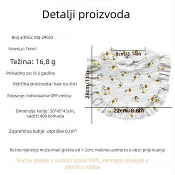 Slinac za djecu s cvjetnim uzorkom i volanima, tkanina, upijanje (0–3 godina)