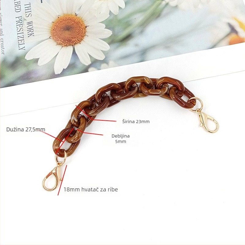 Remen za torbu s akrilnim lancem, model DL-1126, rameni/krizni remen za torbu, proljeće 2025, ulični stil