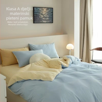 Četverodijelni set posteljine od 100% pamuka, pleteni quilt, reaktivno bojanje, twill tkanina, jednostavan uzorak, težina 2.0–2.5 kg