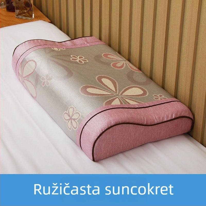 Pamukasta jastučnica, tkanina ravne pletene (plain weave), reaktivno bojanje, moderan minimalistički stil.