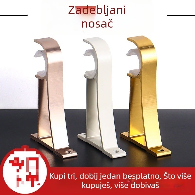 Aluminijski nosač zavjesnog štapa s bazom za kukicu, kućni dodaci za zavjese