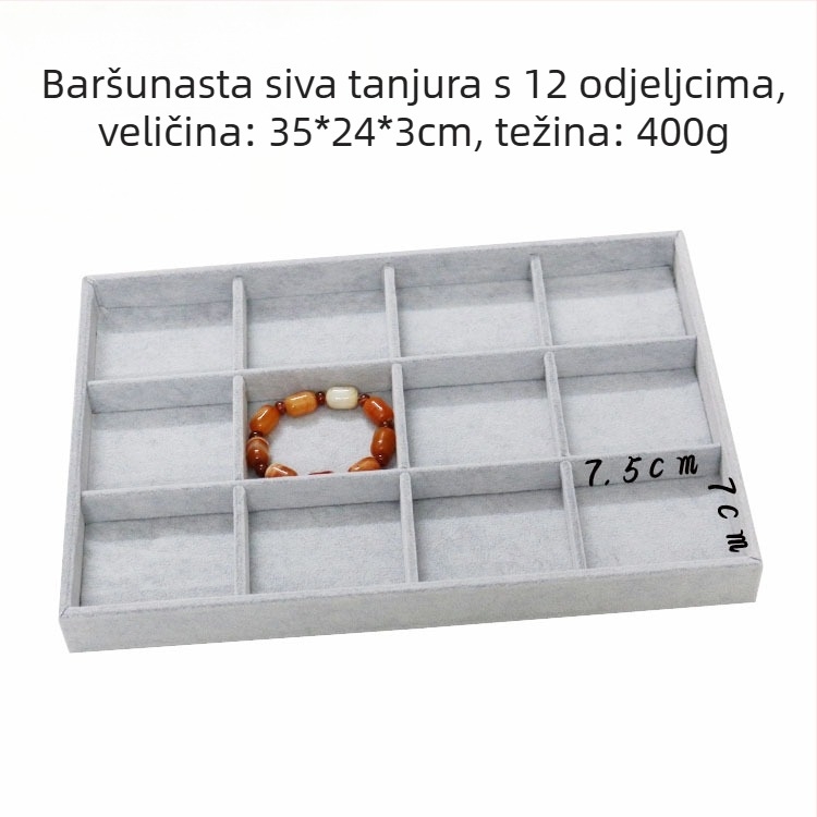 Metalna izložbena ploča za nakit s 12 pretinaca – prstenovi, ogrlice, narukvice i privjesci; umjetnički stil, podrijetlo: Jilin, proljeće 2025