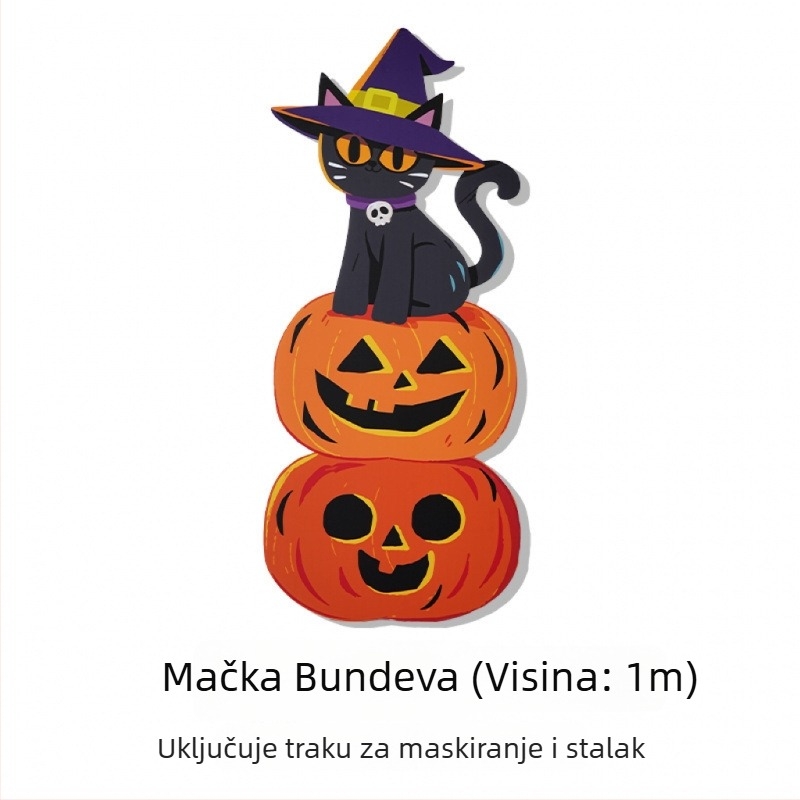 Halloween pozadinsko platno s temom bundeve, dekoracije za ulaz trgovine/bara – rekviziti za fotografiranje, materijal: svileno cvijeće