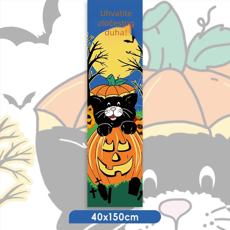 Halloween pozadinsko platno s temom bundeve, dekoracije za ulaz trgovine/bara – rekviziti za fotografiranje, materijal: svileno cvijeće